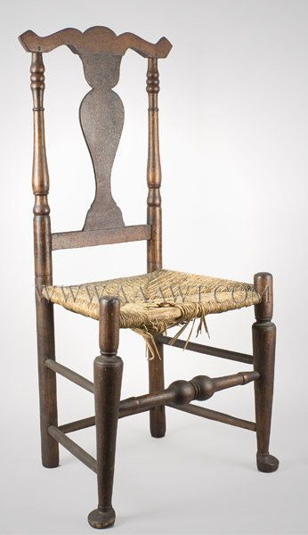 Chair, Side Chair, Queen Anne, Serpentine Crest Rail, Vasiform Splat
New York
Circa 1770 to 1780, entire view